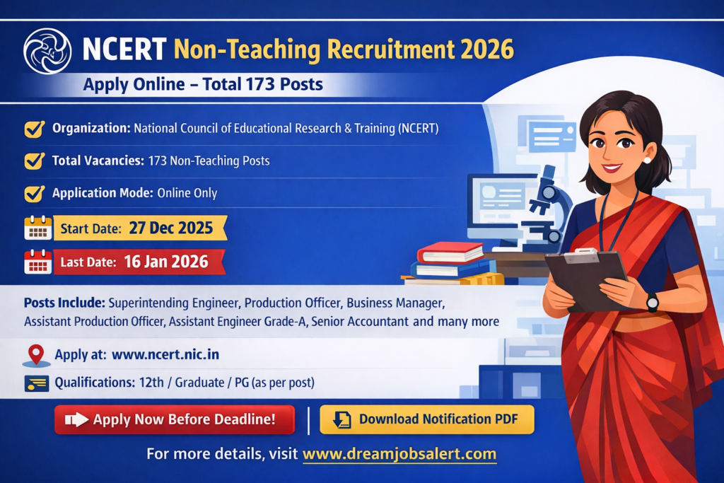 Apply online for the recruitment of Non teaching Post in NCERT 2026