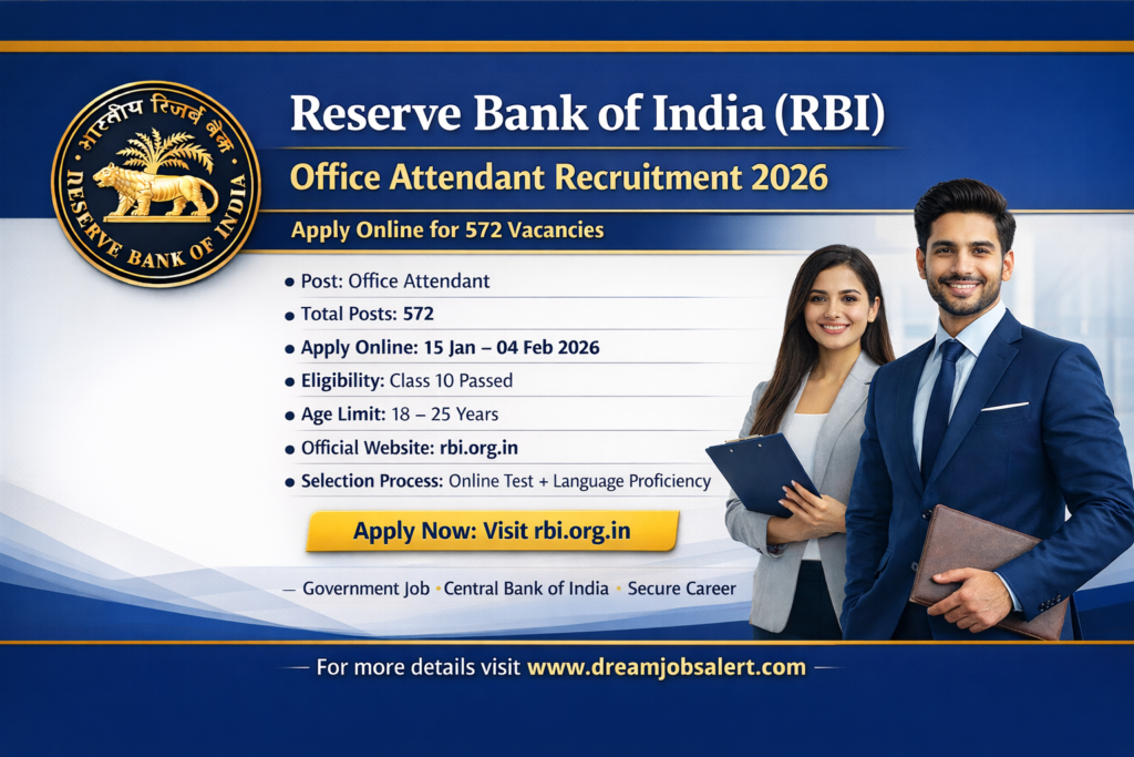 Office Attendant recruitment 2026 in Reserve Bank of India 