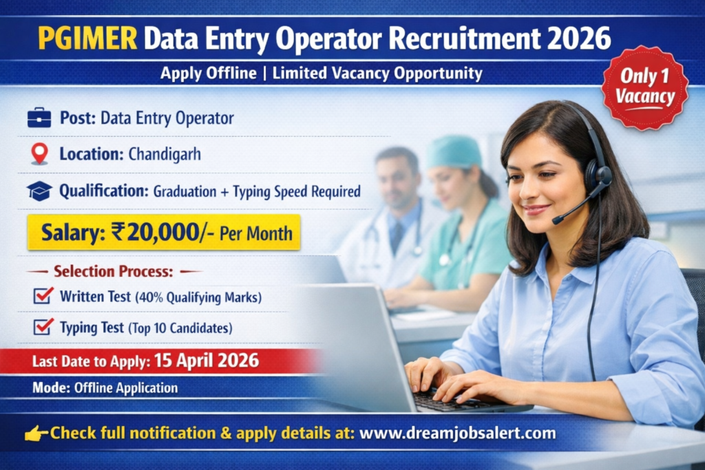 Apply Offline for PGIMER Data Entry Operator Recruitment 2026 Notification Out. Check Syllabus, Last Date