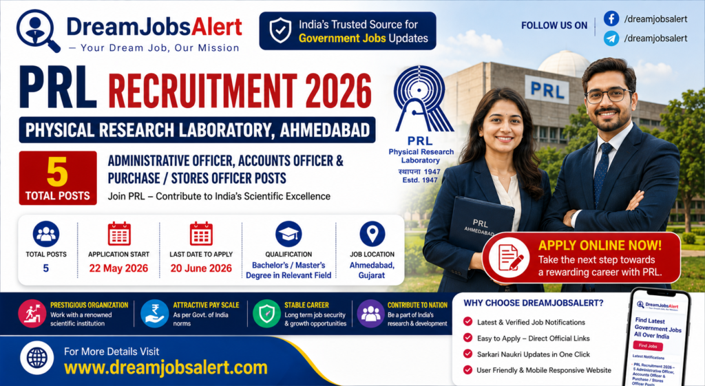 Apply Online for PRL 5 Administrative Officer, Accounts Officer and Purchase & Stores Officer Posts