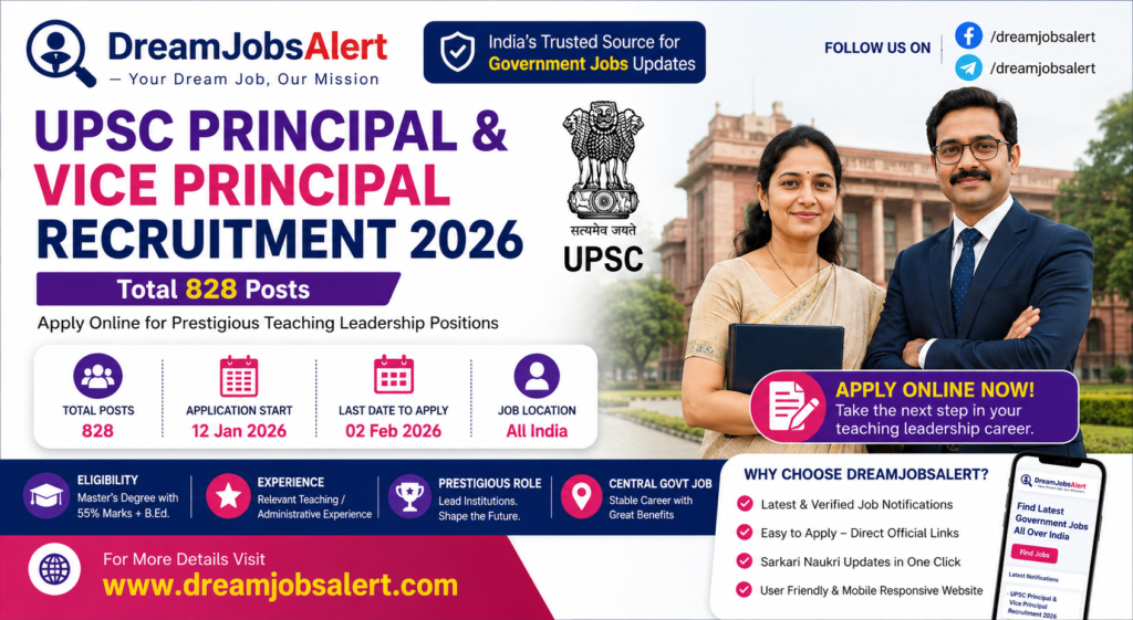 Apply Online for 828 Posts – UPSC Principal and Vice-Principal Recruitment 2026

