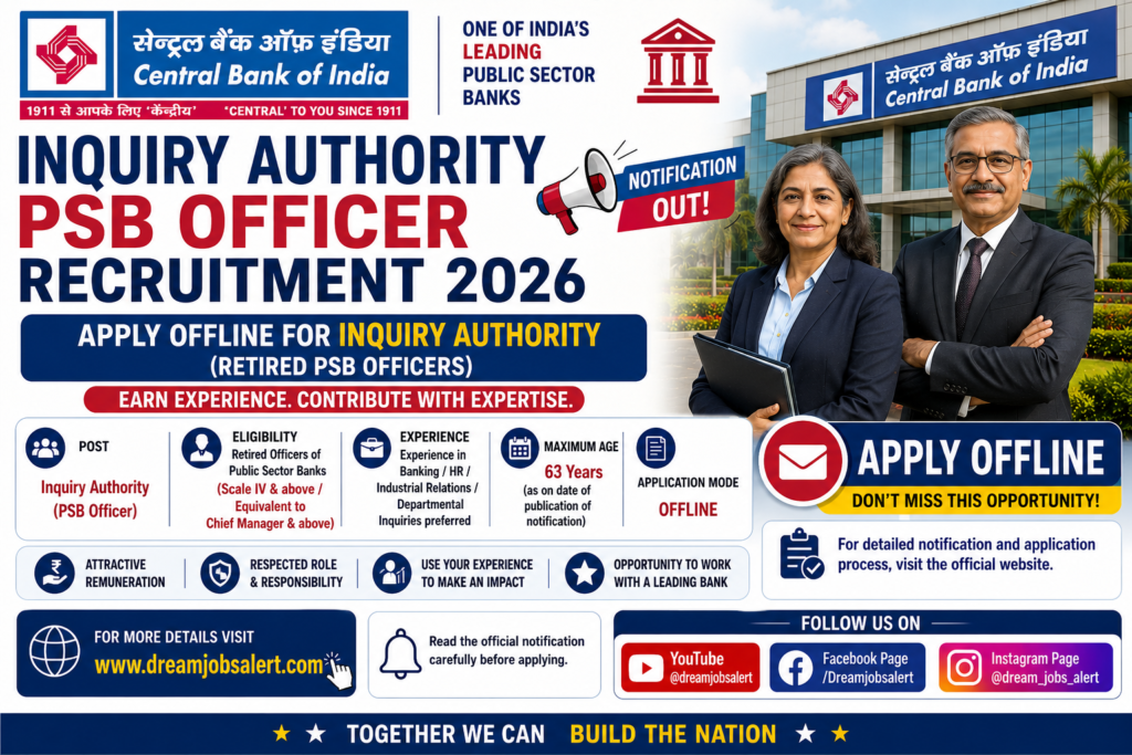 Central Bank of India Recruitment 2026 for PSB Officer