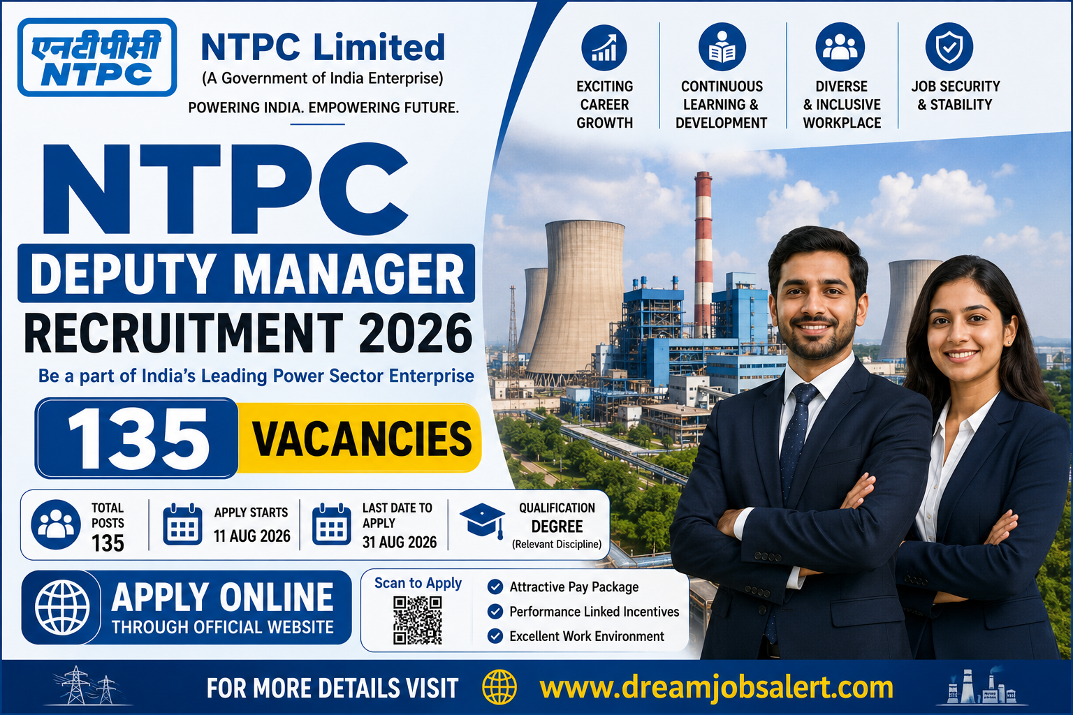 NTPC Deputy Manager Recruitment 2026 - Apply Online for 135 Posts