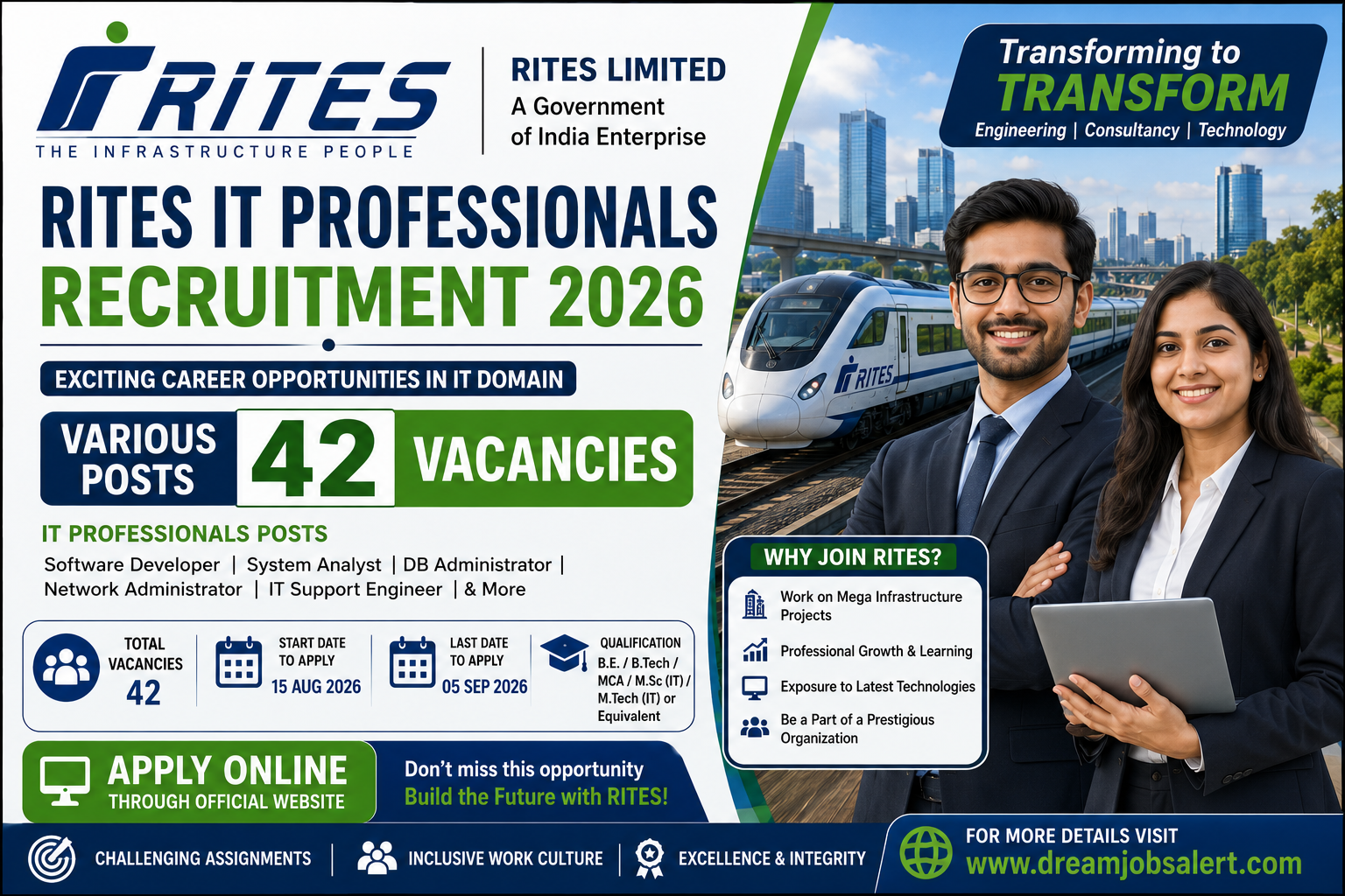 RITES IT Professionals Recruitment 2026 - Apply Online for Deputy General Manager, Senior Manager and Manager Posts