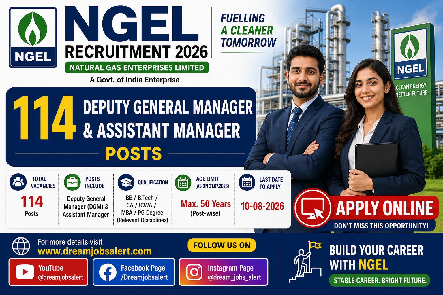 NGEL Recruitment 2026 Last Date Extended - Apply Online for 114 Assistant Engineer and Deputy General Manager (RE) Posts