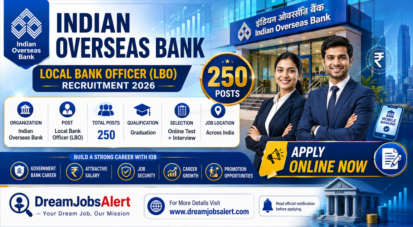 Indian Overseas Bank LBO Recruitment 2026 - Apply Online for 250 Local Bank Officer Posts